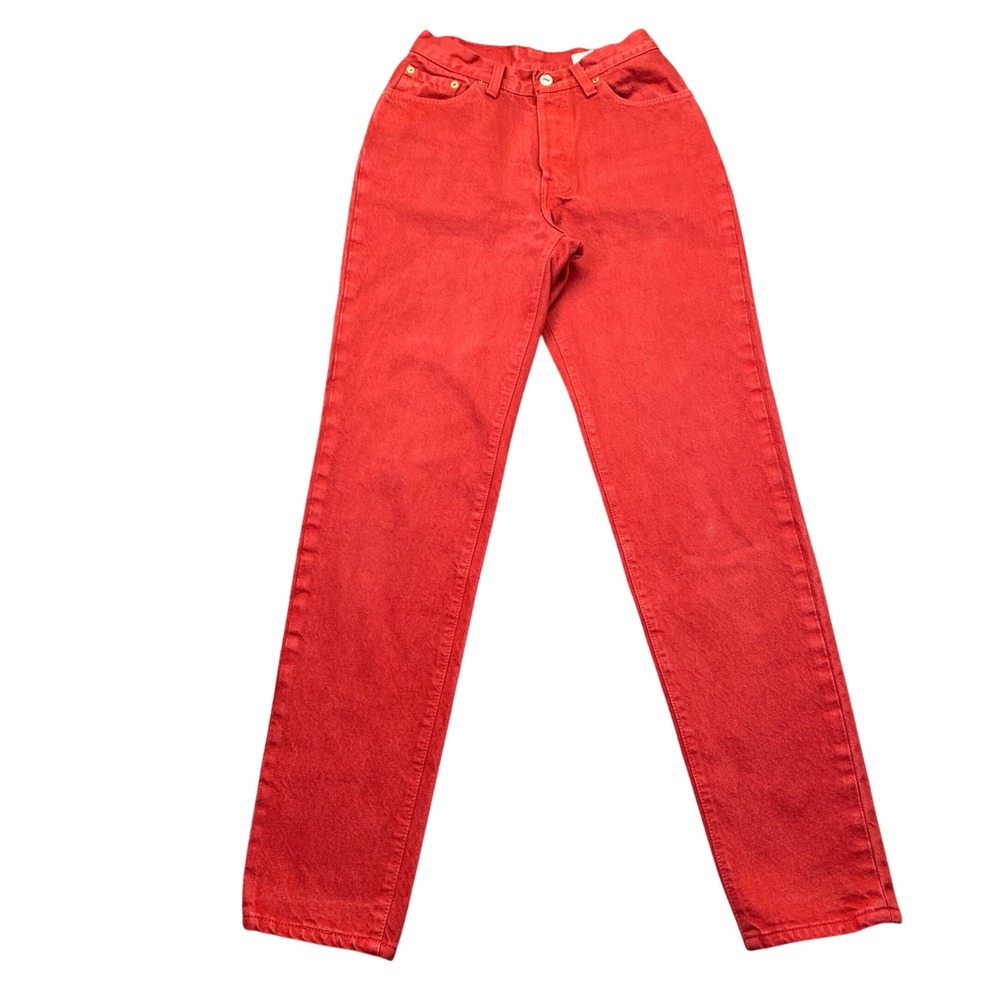 VTG Levis 501 Youth Red High Waisted Straight Leg‎ Button Fly Jeans 5M USA 1993